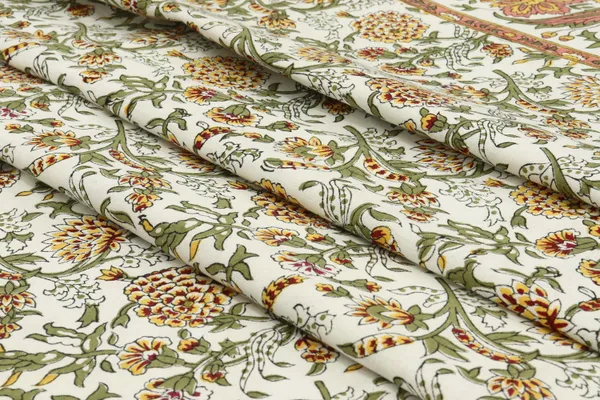 White_Cotton_Traditional_Floral_Hand_Block_Print_Unstiched_Material_For_Men's_Kurta_Shirts_&_Women's_Kurti_and_Other_Dress_Material