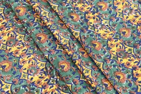 Green_Cotton_Traditional_Floral_Hand_Block_Print_Unstiched_Material_For_Men's_Kurta_Shirts_&_Women's_Kurti_and_Other_Dress_Material