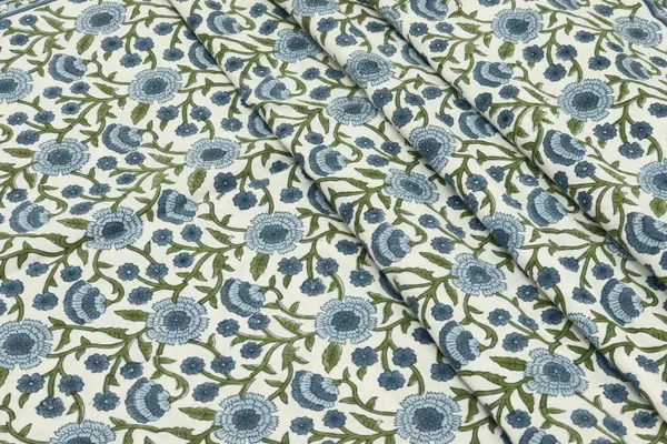 Blue_Cotton_Traditional_Floral_Hand_Block_Print_Unstiched_Material_For_Men's_Kurta_Shirts_&_Women's_Kurti_and_Other_Dress_Material