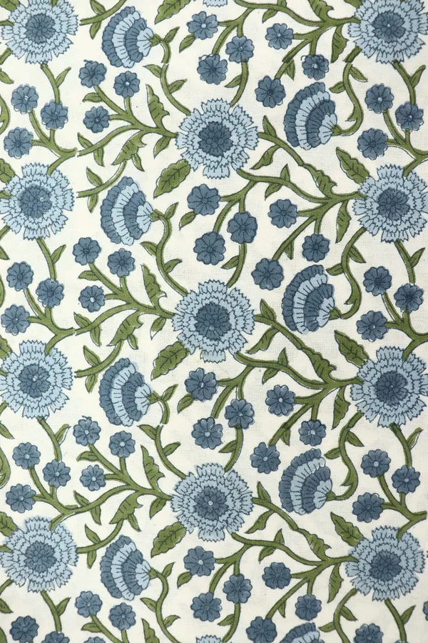 Blue_Cotton_Traditional_Floral_Hand_Block_Print_Unstiched_Material_For_Men's_Kurta_Shirts_&_Women's_Kurti_and_Other_Dress_Material