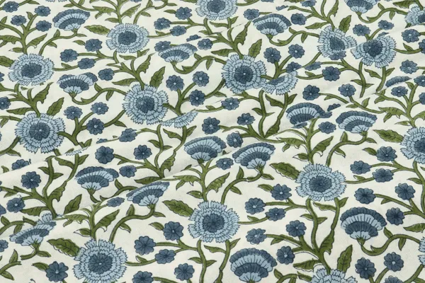 Blue_Cotton_Traditional_Floral_Hand_Block_Print_Unstiched_Material_For_Men's_Kurta_Shirts_&_Women's_Kurti_and_Other_Dress_Material