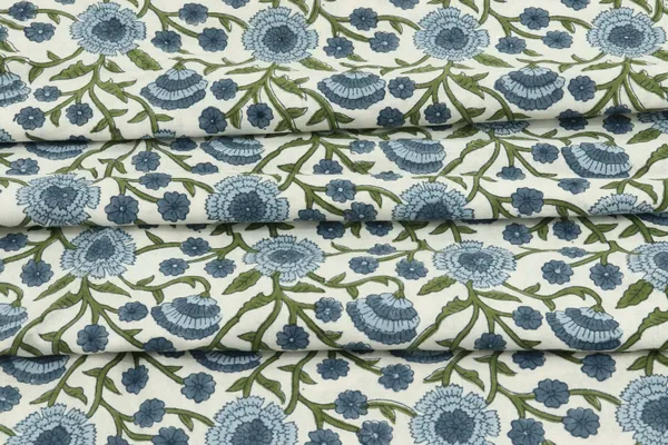 Blue_Cotton_Traditional_Floral_Hand_Block_Print_Unstiched_Material_For_Men's_Kurta_Shirts_&_Women's_Kurti_and_Other_Dress_Material