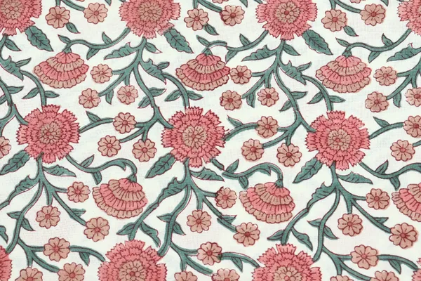 White_Cotton_Traditional_Floral_Hand_Block_Print_Unstiched_Material_For_Men's_Kurta_Shirts_&_Women's_Kurti_and_Other_Dress_Material