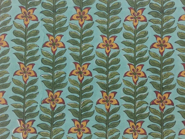 Blue_Cotton_Traditional_Floral_Hand_Block_Print_Unstiched_Material_For_Men's_Kurta_Shirts_&_Women's_Kurti_and_Other_Dress_Material