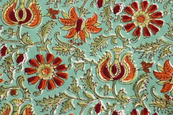Green_Cotton_Traditional_Floral_Hand_Block_Print_Unstiched_Material_For_Men's_Kurta_Shirts_&_Women's_Kurti_and_Other_Dress_Material