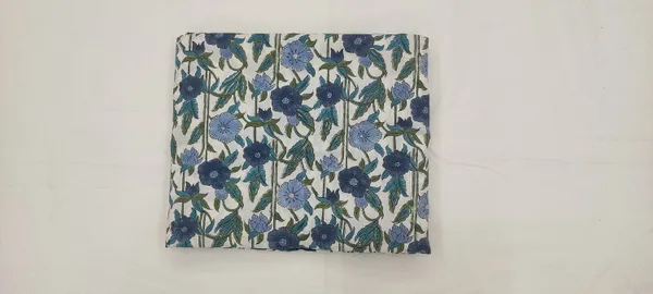 Blue_Cotton_Traditional_Floral_Hand_Block_Print_Unstiched_Material_For_Men's_Kurta_Shirts_&_Women's_Kurti_and_Other_Dress_Material