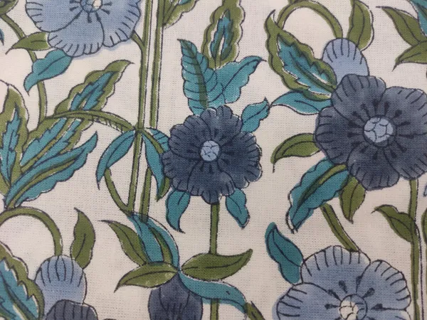 Blue_Cotton_Traditional_Floral_Hand_Block_Print_Unstiched_Material_For_Men's_Kurta_Shirts_&_Women's_Kurti_and_Other_Dress_Material