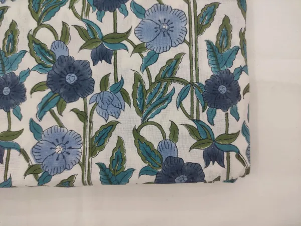 Blue_Cotton_Traditional_Floral_Hand_Block_Print_Unstiched_Material_For_Men's_Kurta_Shirts_&_Women's_Kurti_and_Other_Dress_Material