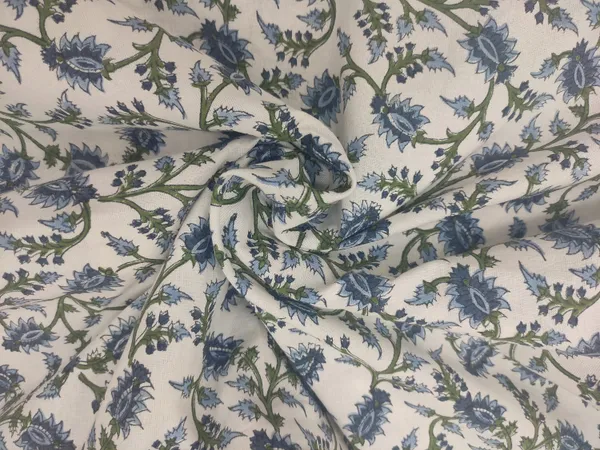 White_Cotton_Traditional_Floral_Hand_Block_Print_Unstiched_Material_For_Men's_Kurta_Shirts_&_Women's_Kurti_and_Other_Dress_Material