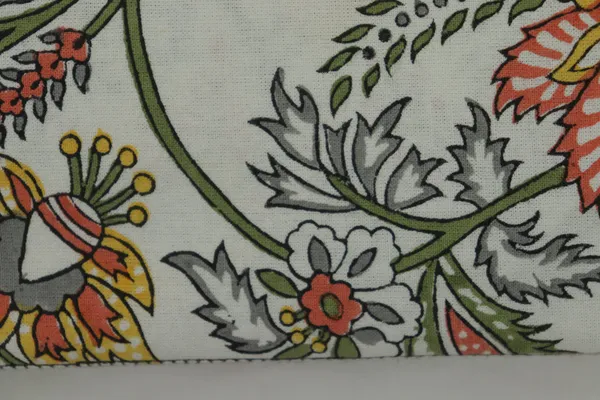White_Cotton_Traditional_Floral_Hand_Block_Print_Unstiched_Material_For_Men's_Kurta_Shirts_&_Women's_Kurti_and_Other_Dress_Material