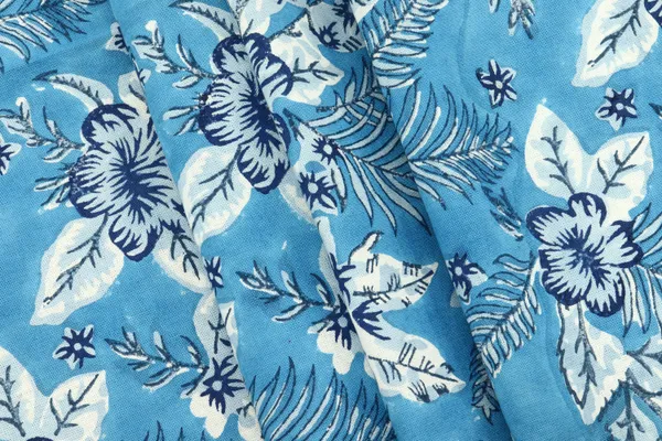 Blue_Cotton_Traditional_Floral_Hand_Block_Print_Unstiched_Material_For_Men's_Kurta_Shirts_&_Women's_Kurti_and_Other_Dress_Material