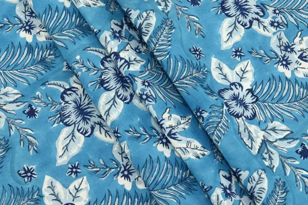 Blue_Cotton_Traditional_Floral_Hand_Block_Print_Unstiched_Material_For_Men's_Kurta_Shirts_&_Women's_Kurti_and_Other_Dress_Material