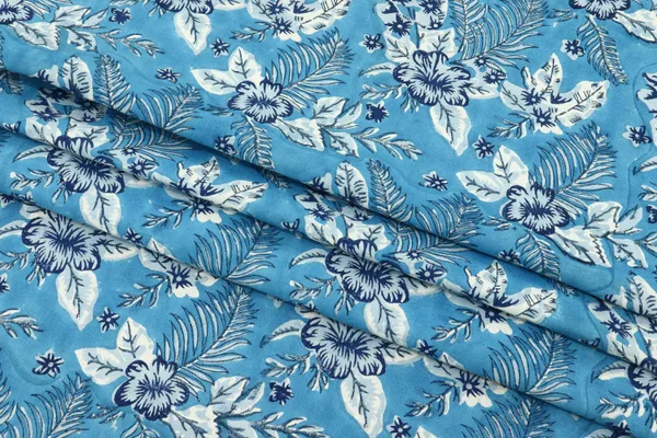 Blue_Cotton_Traditional_Floral_Hand_Block_Print_Unstiched_Material_For_Men's_Kurta_Shirts_&_Women's_Kurti_and_Other_Dress_Material