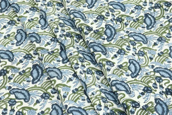Blue_Cotton_Traditional_Floral_Hand_Block_Print_Unstiched_Material_For_Men's_Kurta_Shirts_&_Women's_Kurti_and_Other_Dress_Material