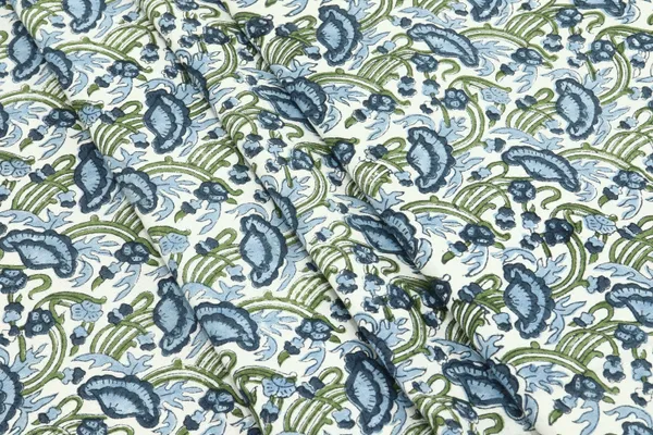Blue_Cotton_Traditional_Floral_Hand_Block_Print_Unstiched_Material_For_Men's_Kurta_Shirts_&_Women's_Kurti_and_Other_Dress_Material