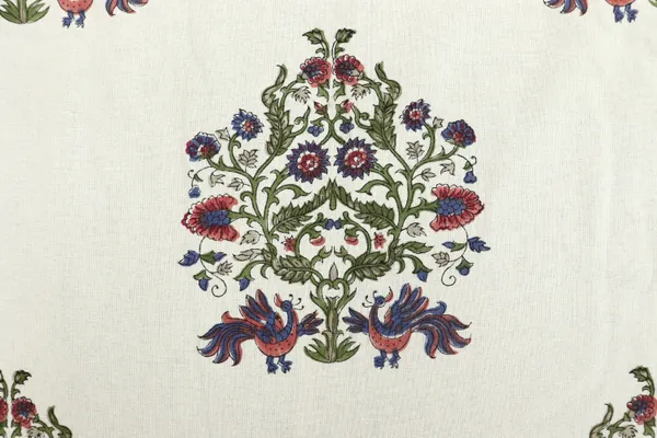 White_Cotton_Traditional_Floral_Hand_Block_Print_Unstiched_Material_For_Men's_Kurta_Shirts_&_Women's_Kurti_and_Other_Dress_Material