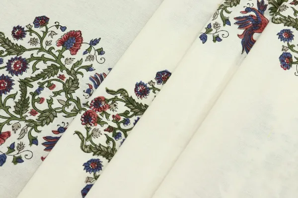 White_Cotton_Traditional_Floral_Hand_Block_Print_Unstiched_Material_For_Men's_Kurta_Shirts_&_Women's_Kurti_and_Other_Dress_Material
