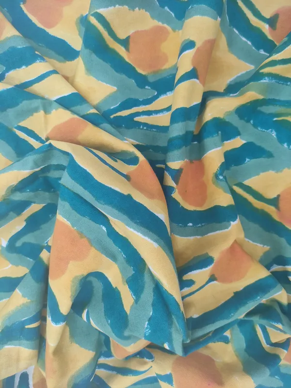 Blue_Cotton_Traditional_Floral_Hand_Block_Print_Unstiched_Material_For_Men's_Kurta_Shirts_&_Women's_Kurti_and_Other_Dress_Material