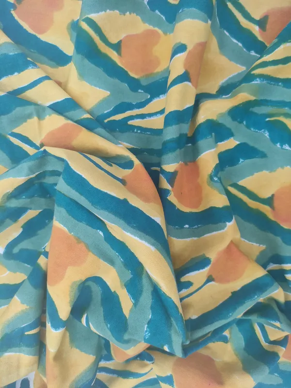 Blue_Cotton_Traditional_Floral_Hand_Block_Print_Unstiched_Material_For_Men's_Kurta_Shirts_&_Women's_Kurti_and_Other_Dress_Material