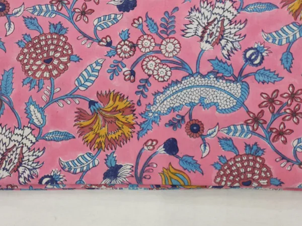 Pink_Cotton_Traditional_Floral_Hand_Block_Print_Unstiched_Material_For_Men's_Kurta_Shirts_&_Women's_Kurti_and_Other_Dress_Material