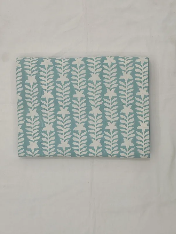 Blue_Cotton_Traditional_Floral_Hand_Block_Print_Unstiched_Material_For_Men's_Kurta_Shirts_&_Women's_Kurti_and_Other_Dress_Material