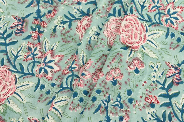 Green_Cotton_Traditional_Floral_Hand_Block_Print_Unstiched_Material_For_Men's_Kurta_Shirts_&_Women's_Kurti_and_Other_Dress_Material
