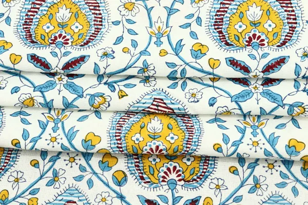 Blue_Cotton_Traditional_Floral_Hand_Block_Print_Unstiched_Material_For_Men's_Kurta_Shirts_&_Women's_Kurti_and_Other_Dress_Material