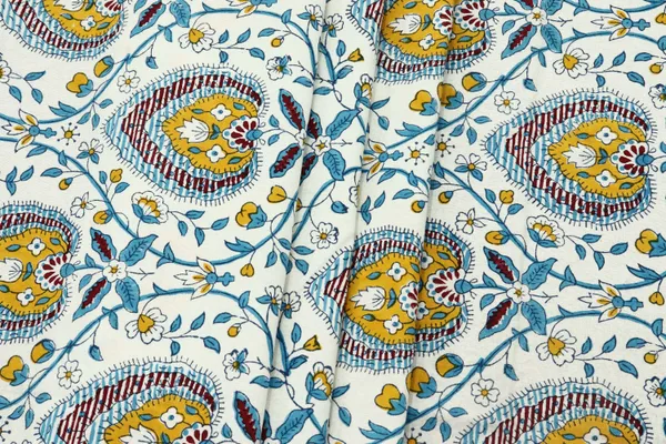 Blue_Cotton_Traditional_Floral_Hand_Block_Print_Unstiched_Material_For_Men's_Kurta_Shirts_&_Women's_Kurti_and_Other_Dress_Material
