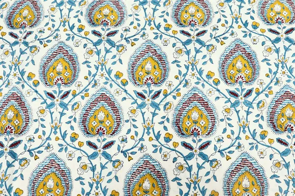 Blue_Cotton_Traditional_Floral_Hand_Block_Print_Unstiched_Material_For_Men's_Kurta_Shirts_&_Women's_Kurti_and_Other_Dress_Material