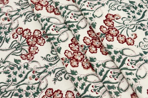 White_Cotton_Traditional_Floral_Hand_Block_Print_Unstiched_Material_For_Men's_Kurta_Shirts_&_Women's_Kurti_and_Other_Dress_Material