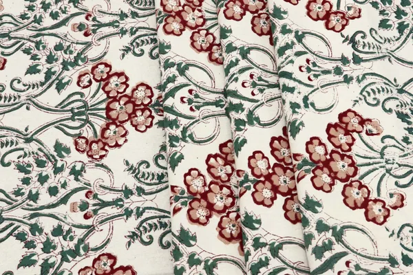White_Cotton_Traditional_Floral_Hand_Block_Print_Unstiched_Material_For_Men's_Kurta_Shirts_&_Women's_Kurti_and_Other_Dress_Material