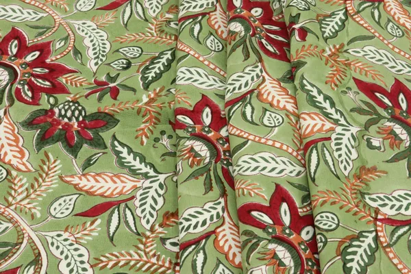 Green_Cotton_Traditional_Floral_Hand_Block_Print_Unstiched_Material_For_Men's_Kurta_Shirts_&_Women's_Kurti_and_Other_Dress_Material