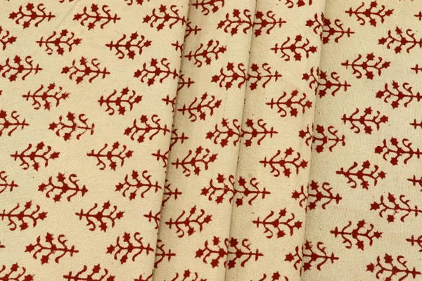 Beige_Cotton_Traditional_Floral_Hand_Block_Print_Unstiched_Material_For_Men's_Kurta_Shirts_&_Women's_Kurti_and_Other_Dress_Material