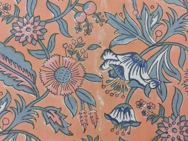 Orange_Cotton_Traditional_Floral_Hand_Block_Print_Unstiched_Material_For_Men's_Kurta_Shirts_&_Women's_Kurti_and_Other_Dress_Material