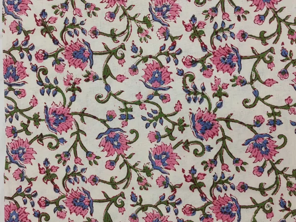 Pink_Cotton_Traditional_Floral_Hand_Block_Print_Unstiched_Material_For_Men's_Kurta_Shirts_&_Women's_Kurti_and_Other_Dress_Material