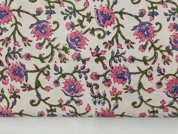 Pink_Cotton_Traditional_Floral_Hand_Block_Print_Unstiched_Material_For_Men's_Kurta_Shirts_&_Women's_Kurti_and_Other_Dress_Material