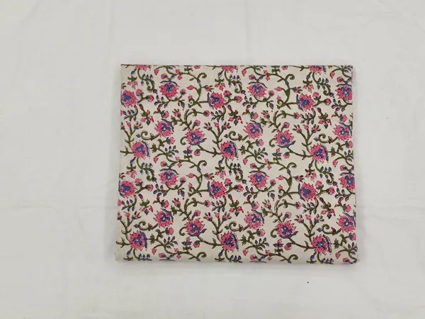 Pink_Cotton_Traditional_Floral_Hand_Block_Print_Unstiched_Material_For_Men's_Kurta_Shirts_&_Women's_Kurti_and_Other_Dress_Material