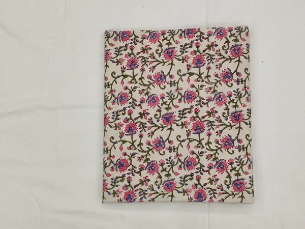Pink_Cotton_Traditional_Floral_Hand_Block_Print_Unstiched_Material_For_Men's_Kurta_Shirts_&_Women's_Kurti_and_Other_Dress_Material