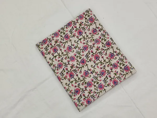 Pink_Cotton_Traditional_Floral_Hand_Block_Print_Unstiched_Material_For_Men's_Kurta_Shirts_&_Women's_Kurti_and_Other_Dress_Material