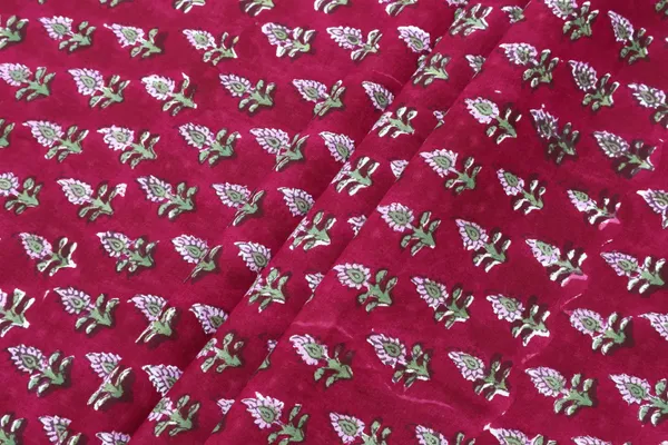 Red_Cotton_Traditional_Floral_Hand_Block_Print_Unstiched_Material_For_Men's_Kurta_Shirts_&_Women's_Kurti_and_Other_Dress_Material