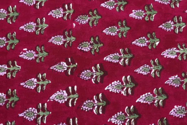 Red_Cotton_Traditional_Floral_Hand_Block_Print_Unstiched_Material_For_Men's_Kurta_Shirts_&_Women's_Kurti_and_Other_Dress_Material