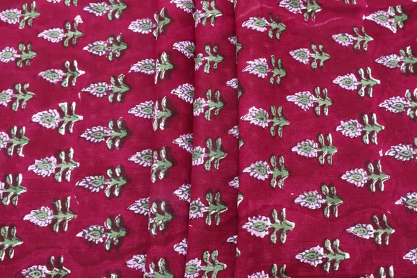 Red_Cotton_Traditional_Floral_Hand_Block_Print_Unstiched_Material_For_Men's_Kurta_Shirts_&_Women's_Kurti_and_Other_Dress_Material