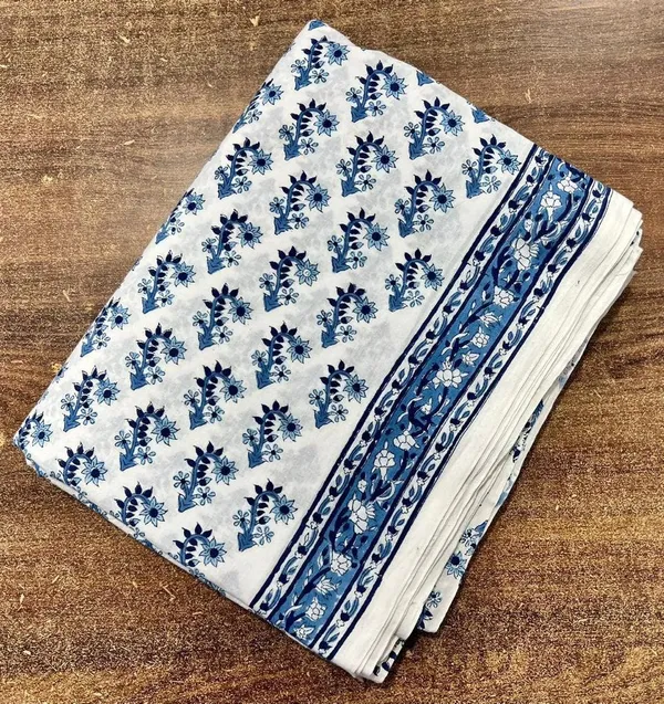 Blue_Cotton_Traditional_Floral_Hand_Block_Print_Unstiched_Material_For_Men's_Kurta_Shirts_&_Women's_Kurti_and_Other_Dress_Material