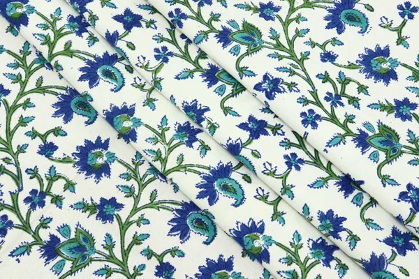 Blue_Cotton_Traditional_Floral_Hand_Block_Print_Unstiched_Material_For_Men's_Kurta_Shirts_&_Women's_Kurti_and_Other_Dress_Material