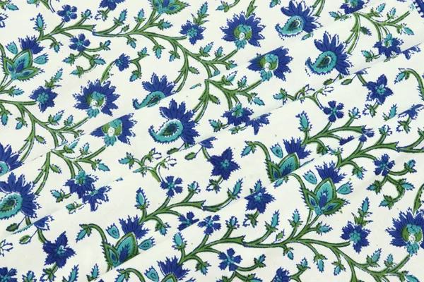 Blue_Cotton_Traditional_Floral_Hand_Block_Print_Unstiched_Material_For_Men's_Kurta_Shirts_&_Women's_Kurti_and_Other_Dress_Material