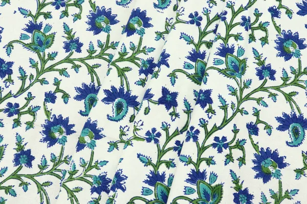 Blue_Cotton_Traditional_Floral_Hand_Block_Print_Unstiched_Material_For_Men's_Kurta_Shirts_&_Women's_Kurti_and_Other_Dress_Material