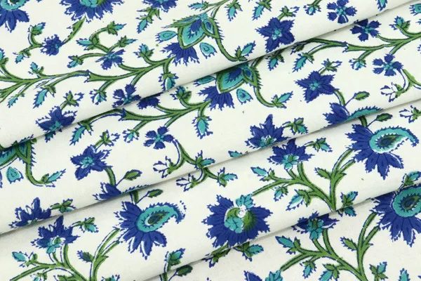 Blue_Cotton_Traditional_Floral_Hand_Block_Print_Unstiched_Material_For_Men's_Kurta_Shirts_&_Women's_Kurti_and_Other_Dress_Material