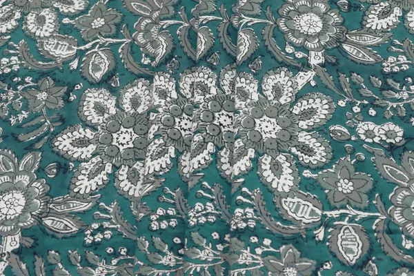 Green_Cotton_Traditional_Floral_Hand_Block_Print_Unstiched_Material_For_Men's_Kurta_Shirts_&_Women's_Kurti_and_Other_Dress_Material