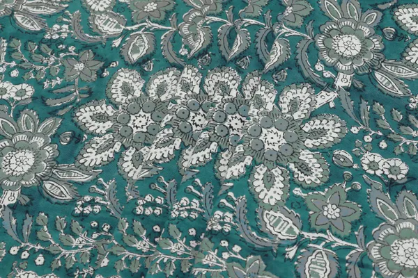 Green_Cotton_Traditional_Floral_Hand_Block_Print_Unstiched_Material_For_Men's_Kurta_Shirts_&_Women's_Kurti_and_Other_Dress_Material