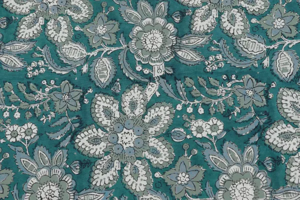 Green_Cotton_Traditional_Floral_Hand_Block_Print_Unstiched_Material_For_Men's_Kurta_Shirts_&_Women's_Kurti_and_Other_Dress_Material